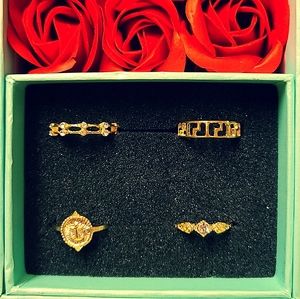 4 piece gold geometric ring set
